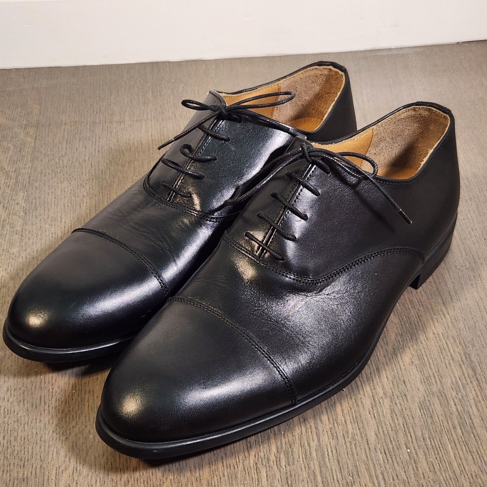 9.5 Bruno Magli Ricci Men's Black Leather Cap Toe Oxford Dress Shoes Worn Once